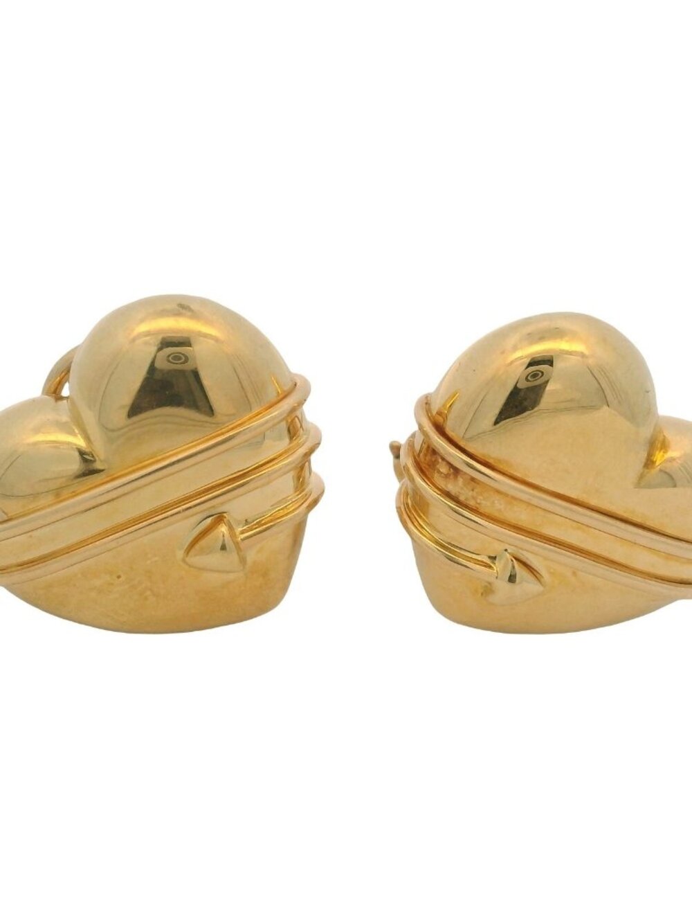 Vintage 1994 Tiffany & Co 18kt Yellow Gold Cupid Heart Arrow Omega Back Earrings